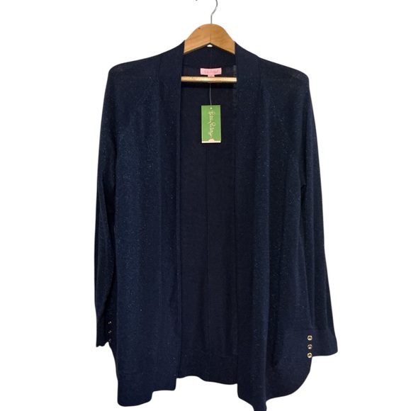 NWT Lilly Pulitzer Micaila Navy Cardigan Sweater size XL - Picture 2 of 10